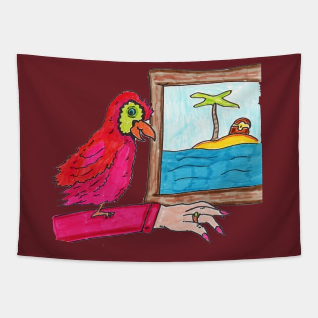 Parrot & Pirate Tapestry by ConidiArt