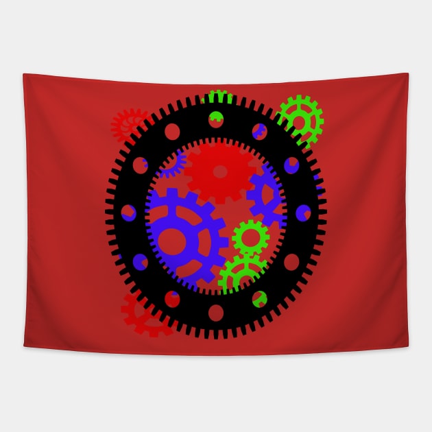 Colourful Cogs Tapestry by Cadava