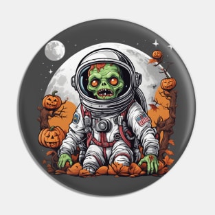 Zombie astronaut halloween design Pin