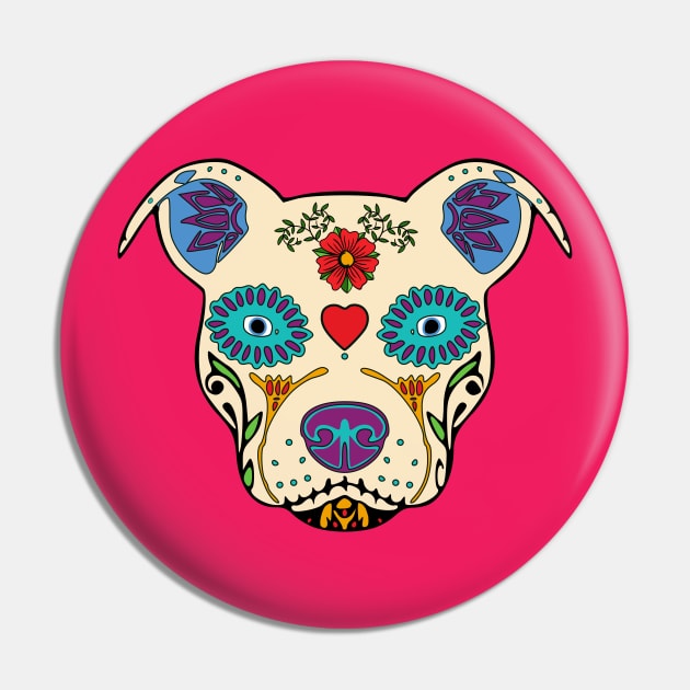 Pit Bull Sugar Skull Pin by CreativePhil