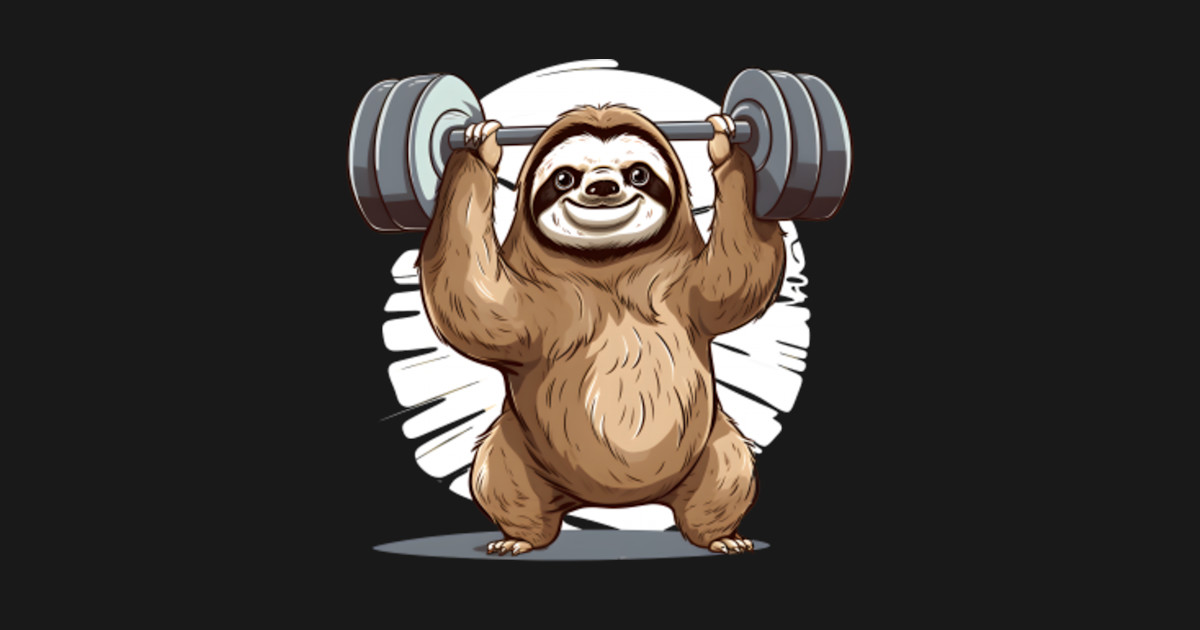 Weight Lifting Adventures with Sloths - Sloth Weight Lifting - T-Shirt