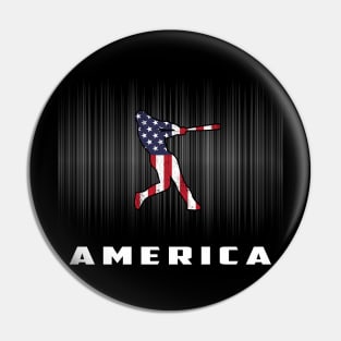 America Flag Baseball Player I Love American Men Women Pin