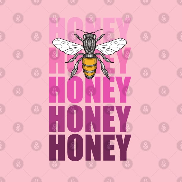 honey bee and pink honey honey lettering by weilertsen