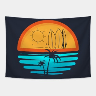 Embracing Summer's Palm, Sun, and Surf Vibe Tapestry