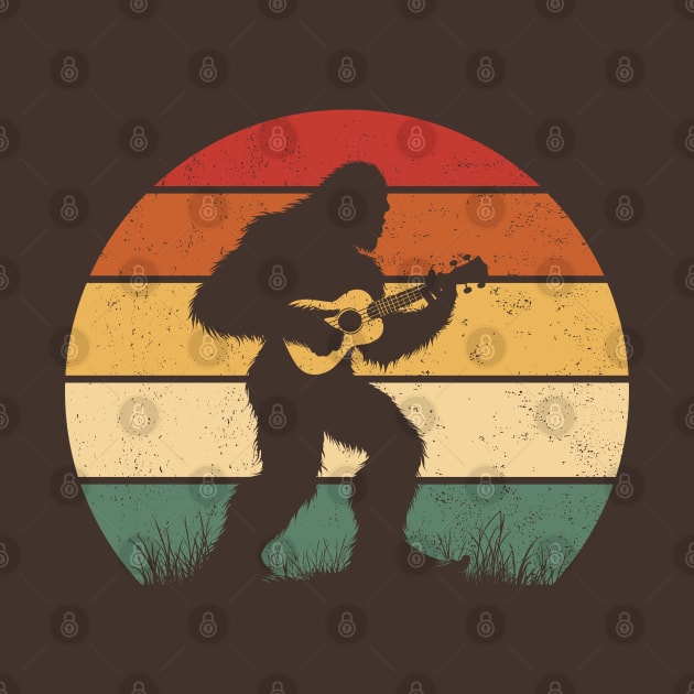 Bigfoot Sasquatch Playing Ukulele Vintage Music Lover by Cuteness Klub