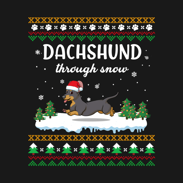 Dachshund Through Snow Funny Christmas Costume by Dunnhlpp