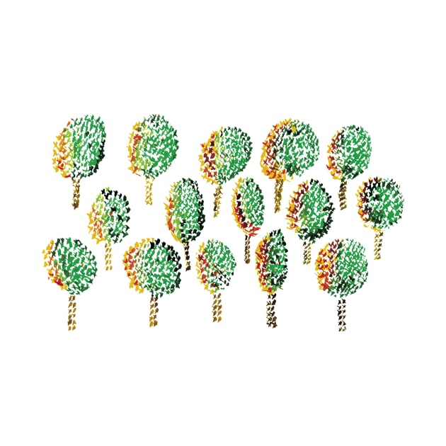 Cross Stitch Trees - marsala background by lizplummer