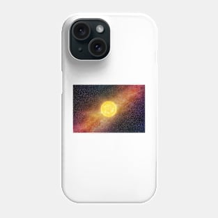 Bright Sun against dark starry sky and Milky Way in Solar System Phone Case