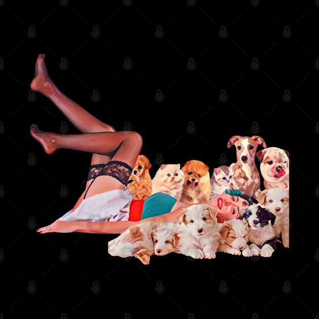 I Want All The Dogs - Vintage Pinup Dog Lover by TopKnotDesign