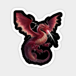 Red Dragon with Expansive Wings, Sharp Claws, and Scales Magnet