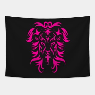 Tribal Tattoo Art Pink Lion Head Tapestry