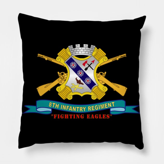 8th Infantry Regiment - Fighting Eagles w Br - Ribbon X 300 Pillow by twix123844