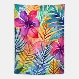 Tropical Botanical Watercolor Pattern Tapestry