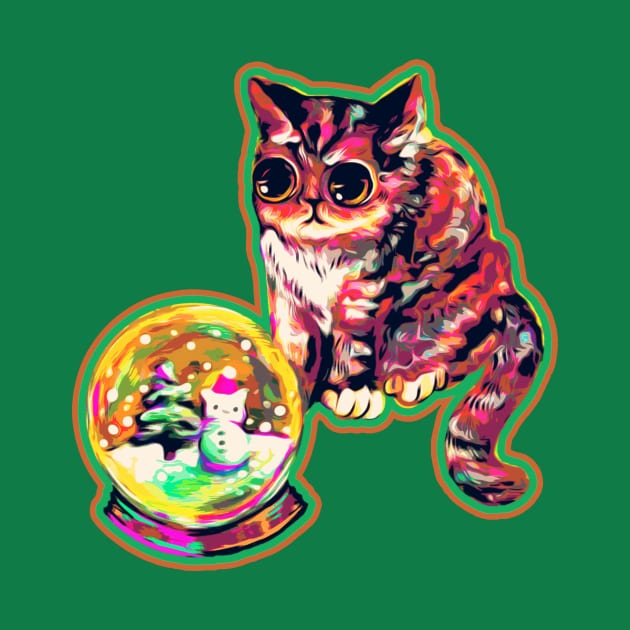 Semi non-denominational holiday snow globe and cat by goopstain