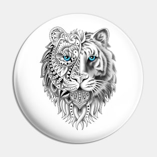 Geometric Tiger (White) Pin