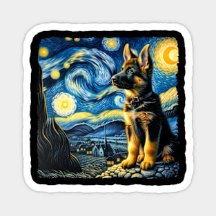 Starry German Shepherd Dog Portrait - Dog Portrait Magnet