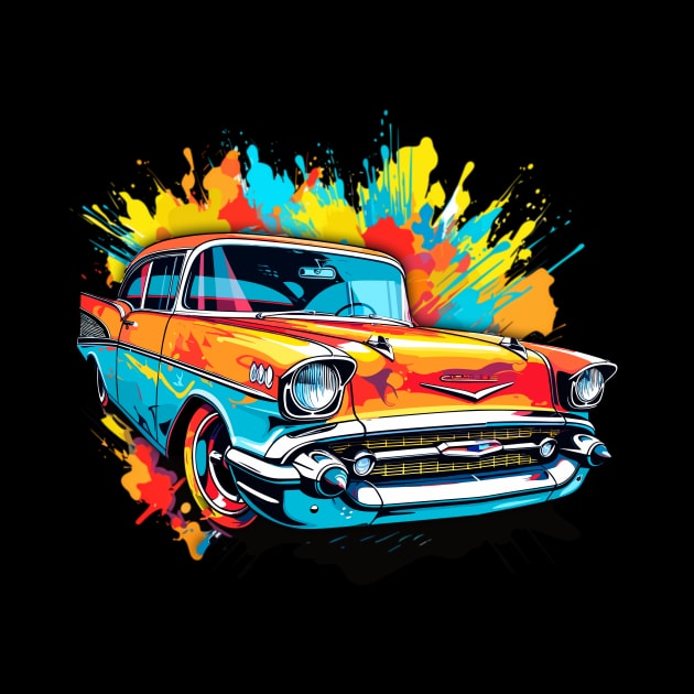 1957 Chevy Classic Hot Rod '57 Vintage Car HotRod by Tees 4 Thee