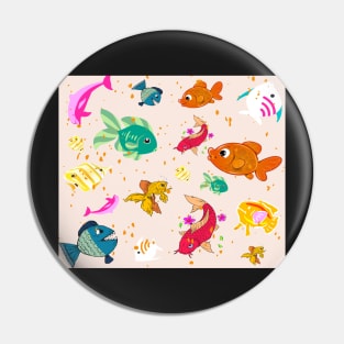 colorful fish illustration print Pin