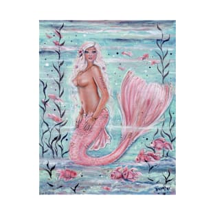 Felicity mermaid with fancy goldfish by Renee Lavoie T-Shirt