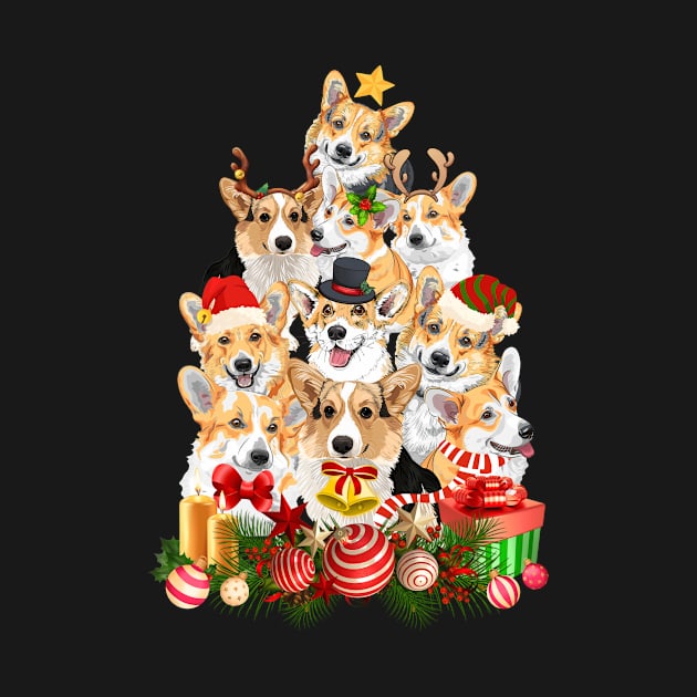 Christmas Tree Corgi Dog Wearing A Santa Hat Gifts For Dog Lover by mittievance