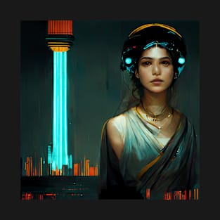 Athena In A Cyberpunk World Ancient Greek Goddess T-Shirt