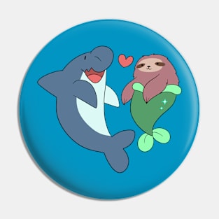 Shark and Mermaid Sloth Pin