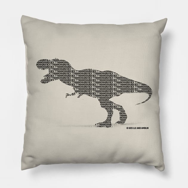 Tyrannosaurus Rex Typography Pillow by Jurassic Merch
