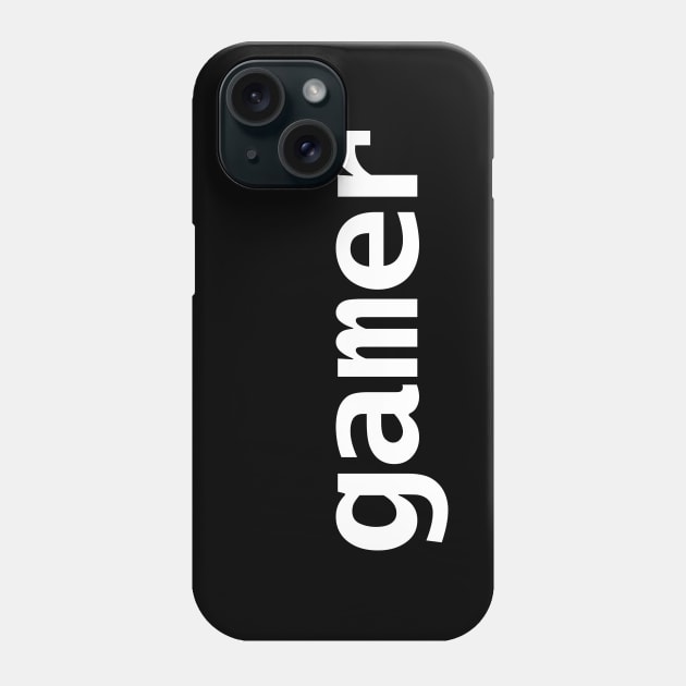 Minimal Typography Gamer White Text Phone Case by ellenhenryart