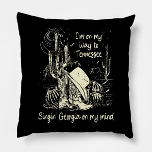 I'm on my way to Tennessee Singin' Georgia on my mind Western Cactus Boots Cowboy Pillow