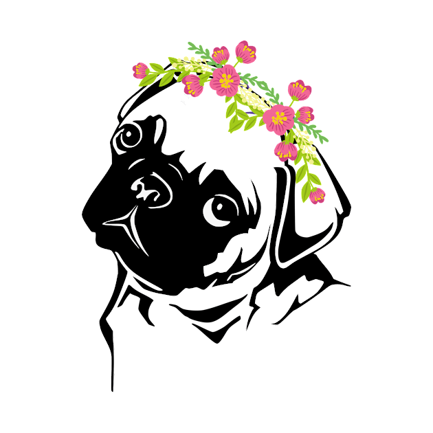 Cute Pug and The flower crown by Pet & Nature Lovers