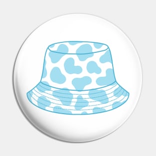 Light blue cow print bucket hat Pin