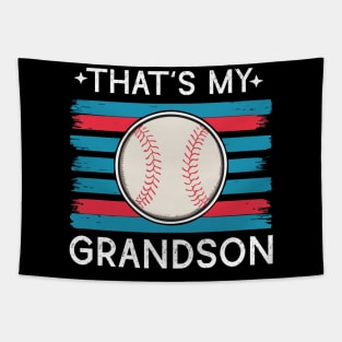 Retro Vintage That's My Grandson There Baseball Grandma Mothers Day Gift For Mom Tapestry