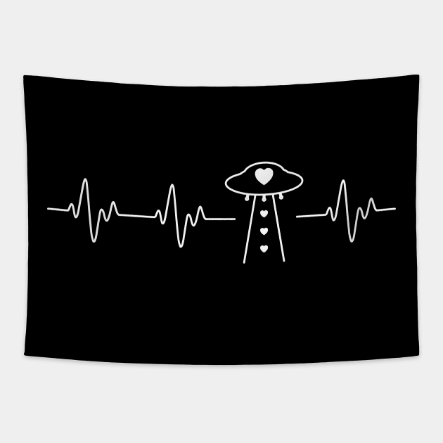 UFO Alien Heartbeat Love Line Funny Tapestry by ACDC Animal Cool Dark Cute