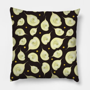 Delicate Flower Pattern Dark Brown Background Pillow