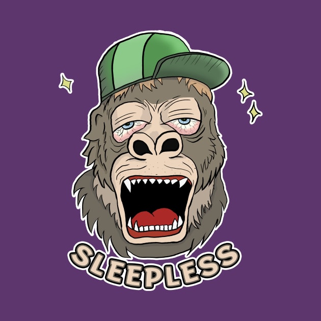 Sleepless funny gorilla cartoon by MusicianCatsClub