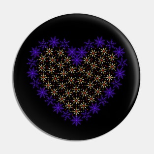 Violet snowflakes fancy heart Pin