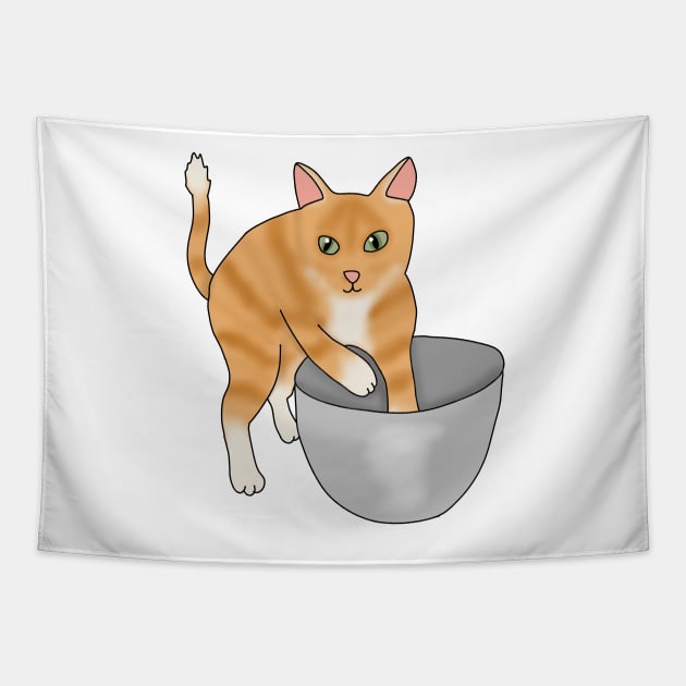 Kitty baking (fluffy orange cat) Tapestry by Becky-Marie