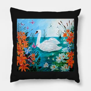 swan on the pond Pillow