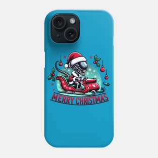 Christmas Alien Riding a Sleigh Phone Case