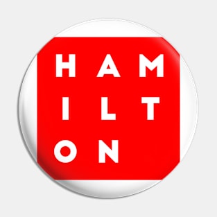 Hamilton | Red square, white letters | Canada Pin