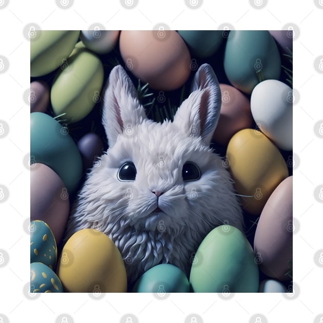 white bunny surrounded by colorful eggs sticker by FRH Design