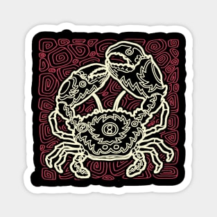 Tribal Animal Crab Ink Art Tattoo Retro Red White Magnet