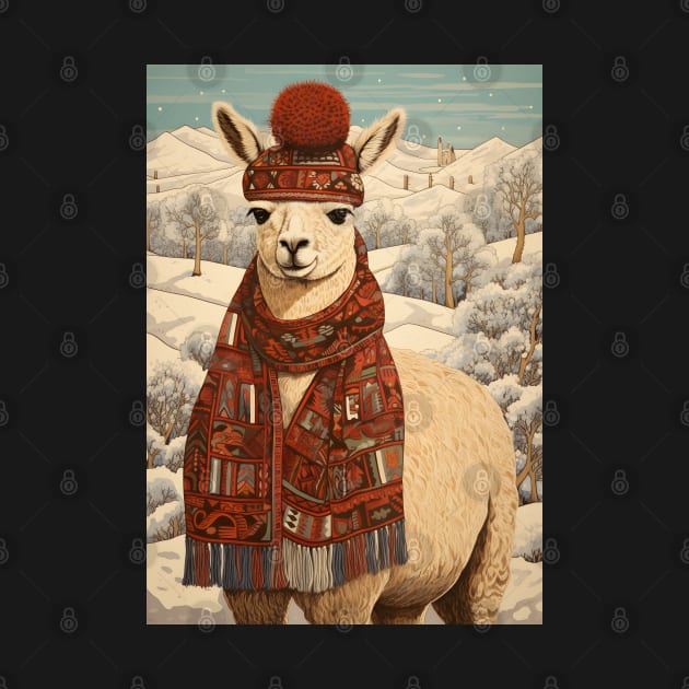 Lama in Hat Funny Christmas Dog Lover Gift by Ai Wanderer