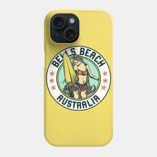 Vintage Surfing Badge for Bells Beach, Australia Phone Case