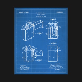 Zippo Lighter Patent - Smoking Smoker Smoke Vape Shop Art - Blueprint T-Shirt