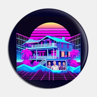 Vaporwave Suburban Cityscape Pin