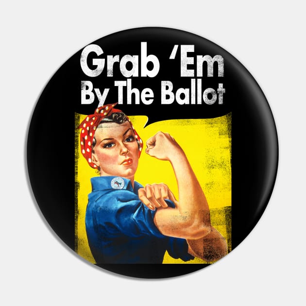 Grab Em By The Ballot - Blue Wave Women Voter Gift Pin by andzoo