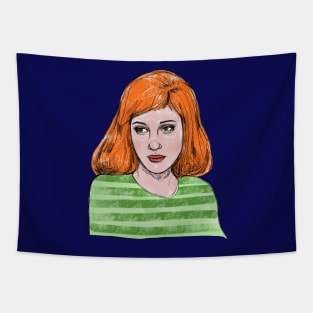 The Pensive Redhead Digital Sketchbook Drawing Pretty Lady Tapestry