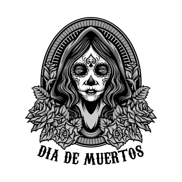 Dia de muertos - Catrina - Black and white design by verde