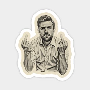 VINTAGE Leon Draisaitl Smoking MIDDLE FINGER BLACK Magnet